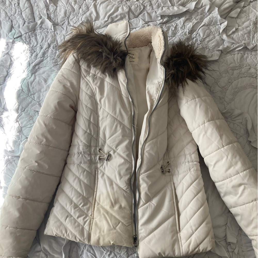 Girls White Puffer Coat